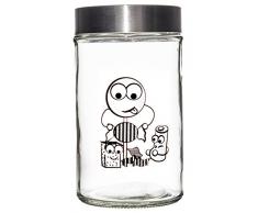 arteregal Bocal hermétique Motif Bonbons, Verre, Noir, 17.5 x 10.0 x 10.0 cm