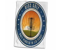 3dRose Putt Plastique dans sa Place # 11, Silhouette de Frisbee Disque Golf Panier comme Le Soleil Se Serviette, Blanc, 15Â x 55,9Â cm