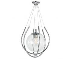 Homemania HOMAX_4386 Suspension Felis Chrome MÃ©tal Verre 39 x 39 x 90 cm