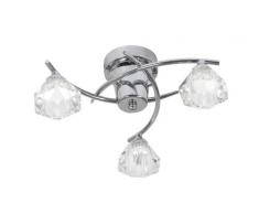 Oaks Lighting Jeo Plafonnier 3 lumières en chrome satiné avec abat-jours en verre transparent