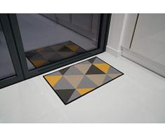 Tapis antidérapant Lavable en Machine Motif clé Grecque, Triangulaire, Motif Losanges, pour Salon, Cuisine (Noir/Gris, 120 x 160 cm), Doré foncé, 80x150cm (26 x50)