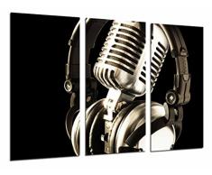 Tableau Moderne Photographique, Impression sur bois, DÃ©coration Vintage, Antique Microphone, Musique, 97 x 62 cm, ref. 26860