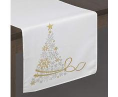 Eurofirany Chemin de Table Nappe Nappe de Noël Motif Flocons de Neige Blanc 40 x 140 cm