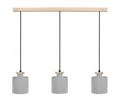 Tosel 21054 Lustre 3 Lumières, Acier/, E27, 40 W, Bleu, 70 x 90 cm