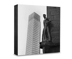 COGNOSCO HG-F105 Tableau Mural en Bois avec Photo darchitecture Frankfurt européenne en Bois Noir/Blanc 15 x 15 cm