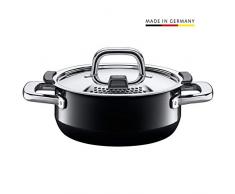 Silit 2101291381 Faitout Bas avec Couvercle, Ãmail, Noir, 20 cm