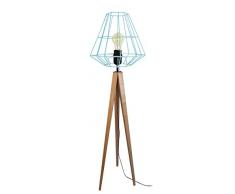 Tosel 51304 Lampadaire 1 Lumière Bois, E27, 40 W, Blanc, 30 x 150 cm