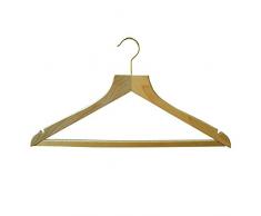 & H L Russel Cintre en hÃªtre Bois Poli avec Barre Anti-dÃ©rapante et Encoche pour Jupe