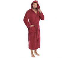 CelinaTex Florida Peignoir De Bain, Capuche, De Couleur Unie, Longue, Poches Appliquées, Femme, Homme, Unisexe, Microfibre, Laine Polaire de Corail XXL Bordeaux
