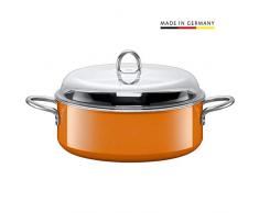 Silit Passion Orange Cocotte avec couvercle en verre, à 28 cm, céramique fonctionnelle Silargan, bord verseur, compatible induction, orange, 6 l, Orange foncé, 28 centimeters