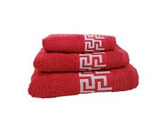 ForenTex Jeux de Serviettes (Ref vsc-500g) Usage Multifonction pour Baignoire, Douche, lavabo, Plage, 100% Coton/Cotton, Rouge, 3Â piÃ¨ces 30Â X 50, 50Â x 90,100Â x 140Â cm