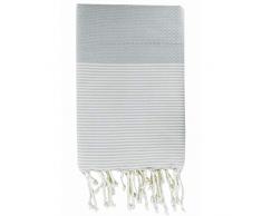 Moorish Idol - Fouta Nid dAbeille Rayure Fine- 100cm x 200cm- Gris Perle
