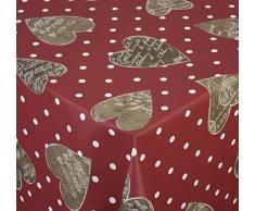 Venilia Rectangle Coeur Ardoise Rouge Linge de Table Nappe Anti Tache, ImpermÃ©able, Coton, rectangulaire, 160 x 180 cm, 55128