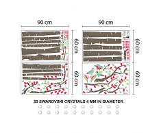 Wallflexi Stickers muraux Cristaux Swarovski et forêt de bouleaux muraux Stickers pour décoration de la Maison Salon Chambre denfant Restaurant Cafe Bureau Décor