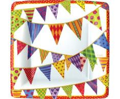 Caspari Entertaining with Lot de 8 Assiettes Ã Salade/Dessert en Carton Motif Drapeaux festifs