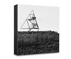 COGNOSCO HG-E109 Tableau Mural en Bois avec Photo darchitecture et Inscription Tetraeder en Bois Noir/Blanc 15 x 15 cm