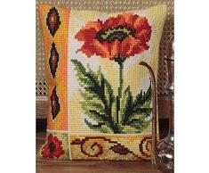 Collection Dart CD5016 Collection dArt 40 x 40 cm Valiant Poppy Kit Point de Croix Coussin, Coton, Multicolore, 40 x 23 x 24 cm