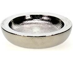 REVIMPORT 08/0188 Cendrier Centre de Table martelé, Céramique, Argent, 25,5 x 25,5 x 7 cm