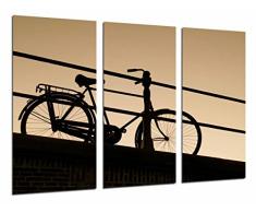 Tableau Moderne Photographique, Impression sur bois, Paysage Sunset Bike, Vélo, 97 x 62 cm, ref. 26803