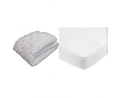 Abeil Couette Douceur Absolue Chaude 220 x 240 cm - Blanc & AmazonBasics Drap-Housse en Polycoton 200Â Fils Blanc 180 x 200 x 30 cm