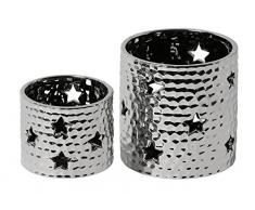 A-Deko Photophore S/2, GrÃ¨s, Argent, 14,5Â x 14,5Â x 15Â cm, de 2Â unitÃ©s