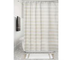 iDesign rideau douche, rideau de bain chic 183,0 cm x 183,0 cm en coton, couleur crÃ¨me et blanc
