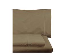 Home Royal - Parure de lit composée par 1 Drap Plat, 220 x 285 cm, 1 Drap Housse, 135 x 200 cm, 1 traversin, 45 x 155 cm, Couleur Brun