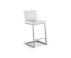 MobilierMoss Collby Tabouret de Cuisine en Inox Brossé Simili + Inox Blanc 42x46x90 cm