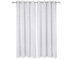 Deconovo Rideau Occultant à Oeillets Chambre Fille Motif Salon Couche de Mousse Cuisine Restaurant Isolant Thermique 2, Polyester, Blanc, 140x175cm