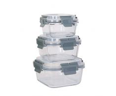 COOK CONCEPT KB5983 Lot de 3 Boites de Conservation Carré, Verre-Borosilicate, Transparent, Dimensions : 6,5 x 16,5 x 9 cm
