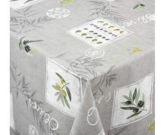 Venilia Eygalières Gris Linge de Table Nappe Anti Tache, Imperméable, Coton, Rondes, 160 x 160 cm, 55153