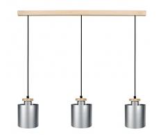 Tosel 21040 Lustre 3 Lumières, Acier/, E27, 40 W, Noir, 70 x 90 cm