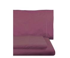 Home Royal - Parure de lit composée par 1 Drap Plat, 250 x 285 cm, 1 Drap Housse, 158 x 200 cm, 2 traversins, 45 x 85 cm, Couleur Mauve