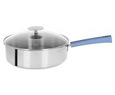 Cristel-S24MBL - Sauteuse inox 24cm - Poignée backélite bleu lavande + couvercle- Collection Mutine