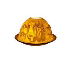 Light-Glow Collection Vaches Bougeoir, Porcelaine, Blanc, 13Â x 12Â x 8Â cm