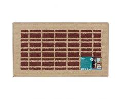 JVL Treviso Soutenu Paillasson Lavable en Machine, PolypropylÃ¨ne/Latex, Beige/Rouge, 70Â x 40Â x 1.3Â cm