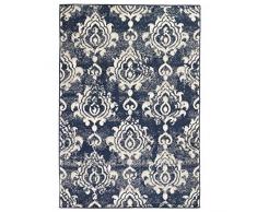vidaXL 133002 Tapis Moderne à Poils Courts Motif Baroque Vintage 80 x 150 cm Beige et Bleu 80 x 150 cm