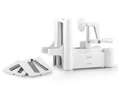 H&H 3-Blades Slicer Mandoline à Spirale pour Fruits et légumes, Blanc/Vert Citron,