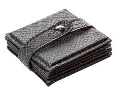 SIGNATURE HOME COLLECTION AP - 183-a09 Lot de 6 Dessous de Verre 10 x 10 x 3 cm, Aspect Cuir Peau de Reptile, Noir