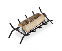 Relaxdays Grille de cheminée carrée en Acier pour cheminée et Barbecue Noir 17 x 69 x 34 cm