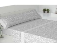 Todomueble Paduana Hierro Parure de lit composÃ©e dâUn Drap-Housse, dâUn Drap et dâUne taie doreiller en Coton-Polyester 150 Gris
