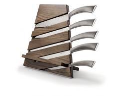 Casa Bugatti 78-991FTA Bloc Ã 5 Couteaux, Acier Inoxydable, Bois Sombre, Petit