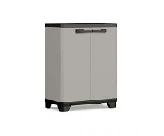 KETER 246638 Armoire Basse Planet-Plastique recyclé, Gris/Noir, Cabinets, 680x390x900 mm, PP