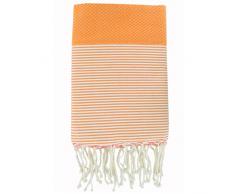 Moorish Idol - Fouta Nid dAbeille Rayure Fine- 100cm x 200cm- Orange