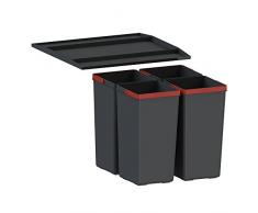 FRANKE 121.0494.191 Poubelle de tri des déchets, Plastique, Noir, 37,8 x 41,4 x 34,3 cm