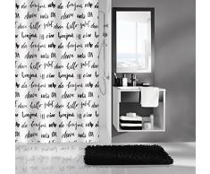 Kleine Wolke Textilgesellschaft Rideau de Douche, Fibres SynthÃ©tiques, Blanc Noir, 200x180 cm