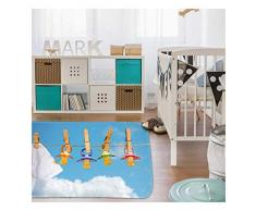 HOK- Tapis Ultra Doux Tetine Bleu - Polyester - 130 X 180 cm - Tapis Chambre Enfant - Made in Europe