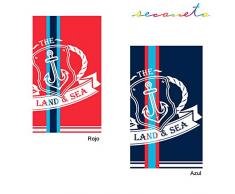 SECANETA 65273 Serviette de Plage 100% Jacquard Velours Ã©crasÃ©, Couleur Unie, Coton, Bleu, 100 x 170 cm