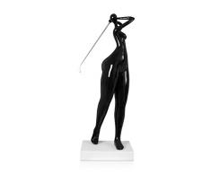Arte Dal Mondo D8123PB Golfeuse Sculpture figurative Moderne en résine laquée avec Base en marbre, Black, 84x37x23 cm