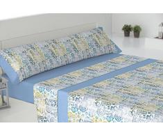 Todomueble Tour 90 Gamanatura Parure de lit composé par Drap-Housse, Drap Plat et Taie doreiller, algodón-poliéster 150 Bleu